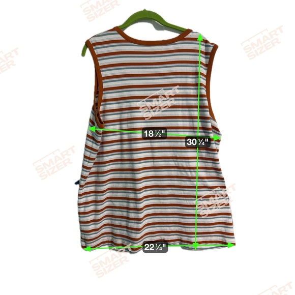 Duluth Trading Co. Armachillo Striped Tank Top | 2X | Rust Sage White 100% Cotto - Picture 3 of 5